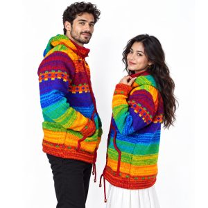 Himalayan Handmade Wool Rainbow Jacket Made in Nepal