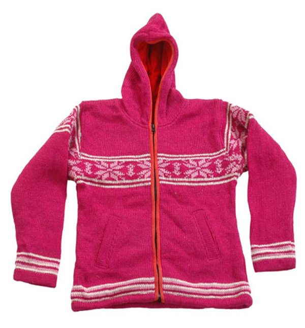 Pink Tone Cute Design Ladies Wool Jacket