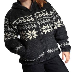 Unisex Hippie Floral Prints Woolen Pullover