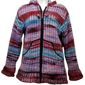 Handmade Hippie Woman Wool Jacket: Pure Wool