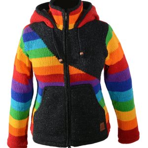 Handmade Hippie Woman Wool Jacket: Pure Wool