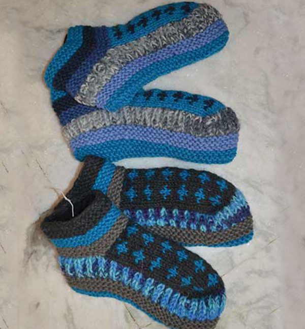 Bluish Mix Comfortable Woolen Shoes for Kids