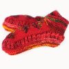 Plain Red Embroidered Kid’s Wool Slippers