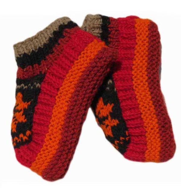 Hand knitted Handcrafted Colorful wool Slipper Socks