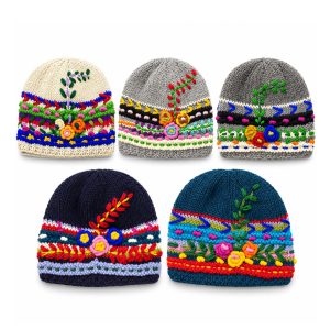 Hand Embroidered Knitted Wool Beanie