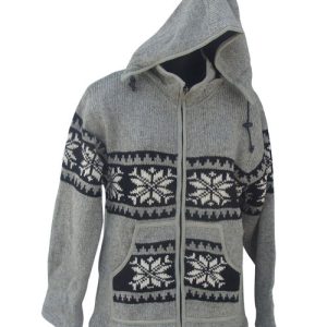 Floral Hippie Large Hooded Wool Jacket