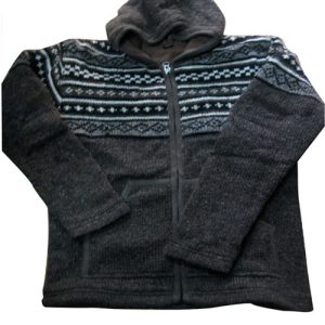 Gray Mix Long Woolen Jacket with Hood