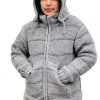 Fairtrade Warm Winter Jacket Double Knitted Thick Wool Fleece Lined Hoodie Coat Nepali Hippie Jumper : Pure Wool
