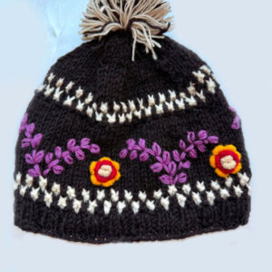 Floral Patterns Handknit Wool Beanie
