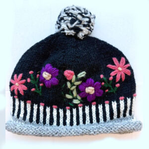 Floral Handmade Knit Wool Beanie