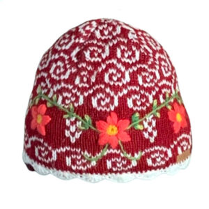 Handknit Round Wool Beanie Hat