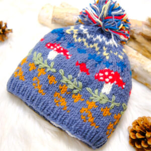 Mushroom Handknit Wool Beanie Hat