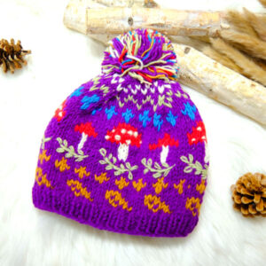Handmade knit Wool beanie - Hat - Cap Fleece Lining