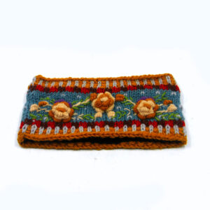 Hand-Knitted Wool Headband – Fleece-Lined Floral Ear Warmer | Handmade in Nepal, Colorful Hiking or Winter Gift -