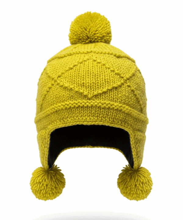 Boho Yellow Sherpa Wool Beanie | Handmade Knit | Fleece Lined | 100% Pure NZ Wool | Global Wholesale