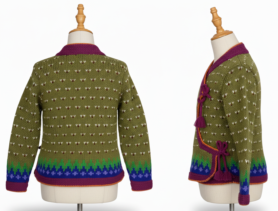 Hand Knitted Woolen Cholo Jacket for Ladies Hand Knitted Woolen Cholo Jacket for Ladies