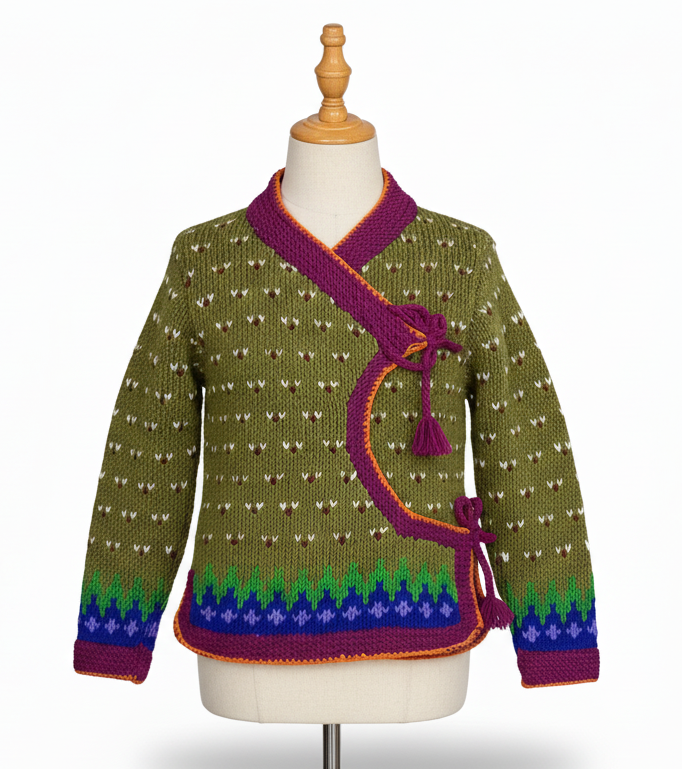 hand-knitted-woolen-cholo-jacket (4) Hand Knitted Woolen Cholo Jacket for Ladies