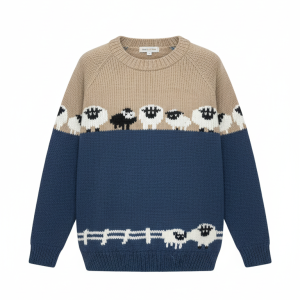 Warm Himalayan NZ Wool Sweater with Sheep Motif – Handmade Knit Jumper | Hippie Style