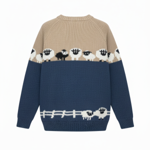 Warm Himalayan NZ Wool Sweater with Sheep Motif – Handmade Knit Jumper | Hippie Style