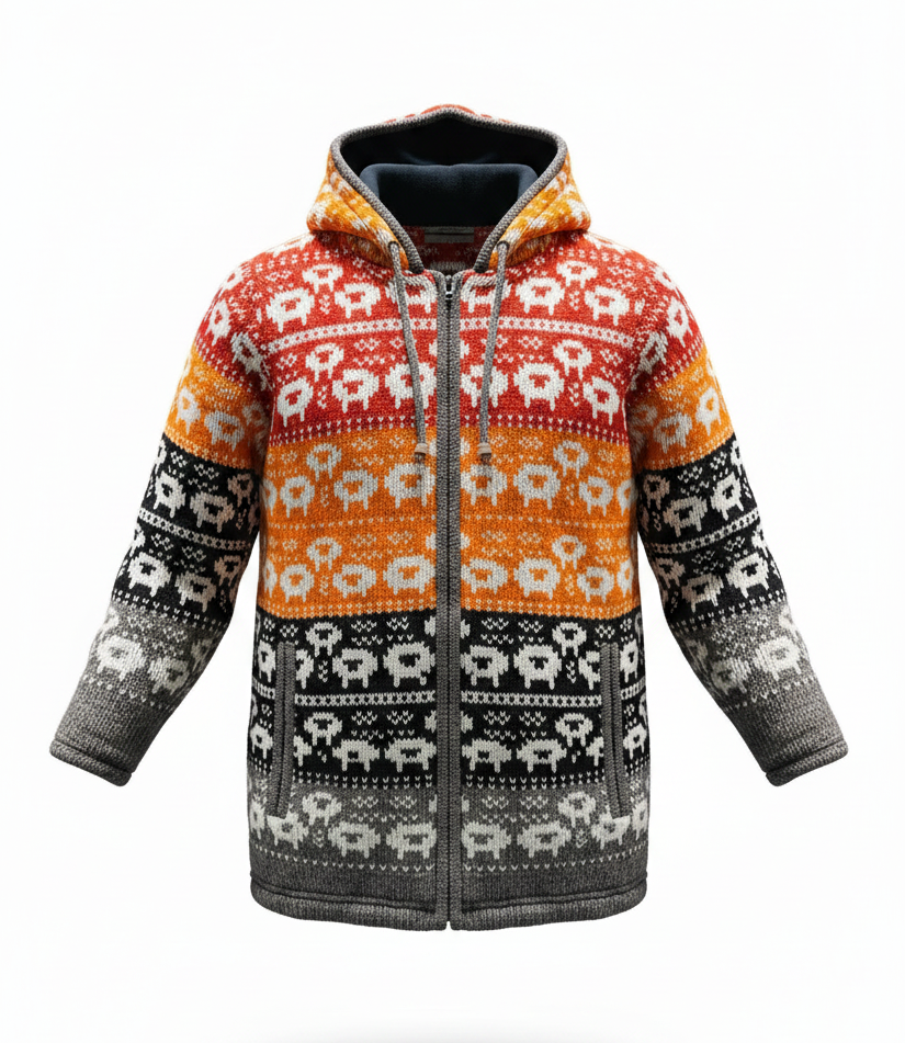 Ethnic Festival Wool Jacket – Natural Sheep Wool