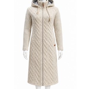 Himalayan Handmade Ladies’ Long Wool Coat with Polar Fleece Lining – 100% New Zealand Sheep Wool, Made in Nepal